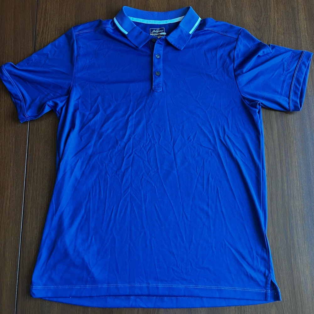 Men's Blue Short-Sleeve Polo with Contrast Collar